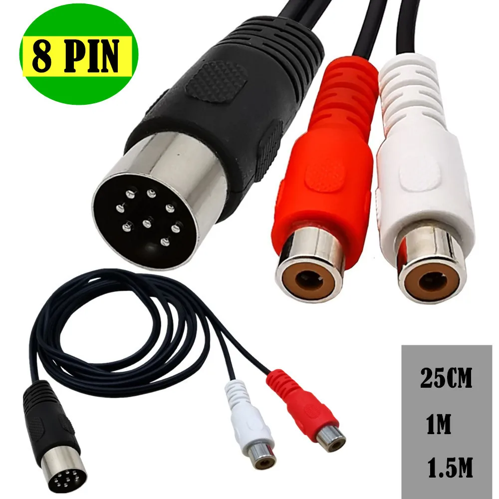 Audio Music Instrumental - Din 8 Pin 2RCA Kablo 8Pin