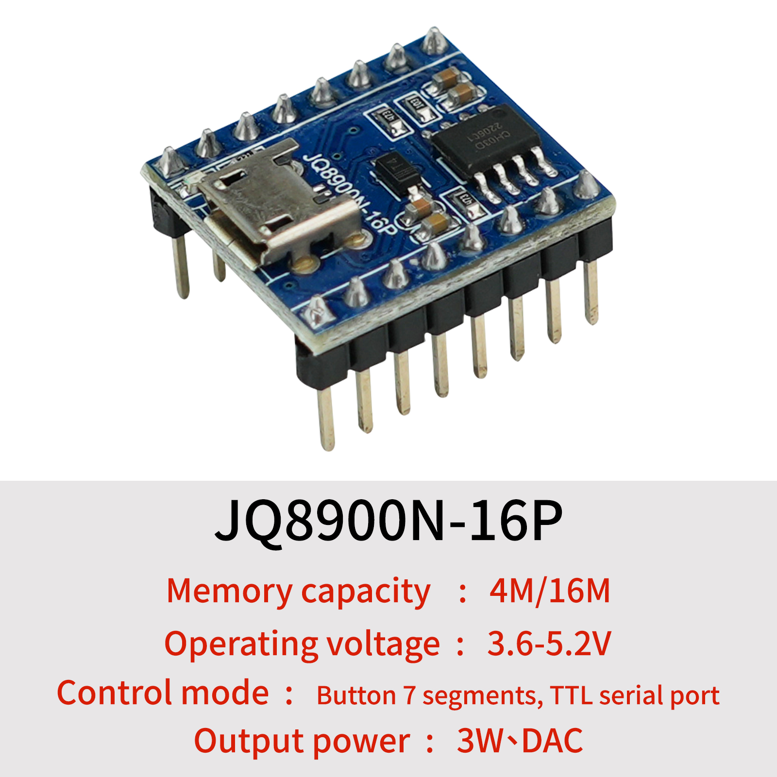Audio Music Mp3 Download - Ses Çalma Modülü, JQ8900N-16P USB İndir