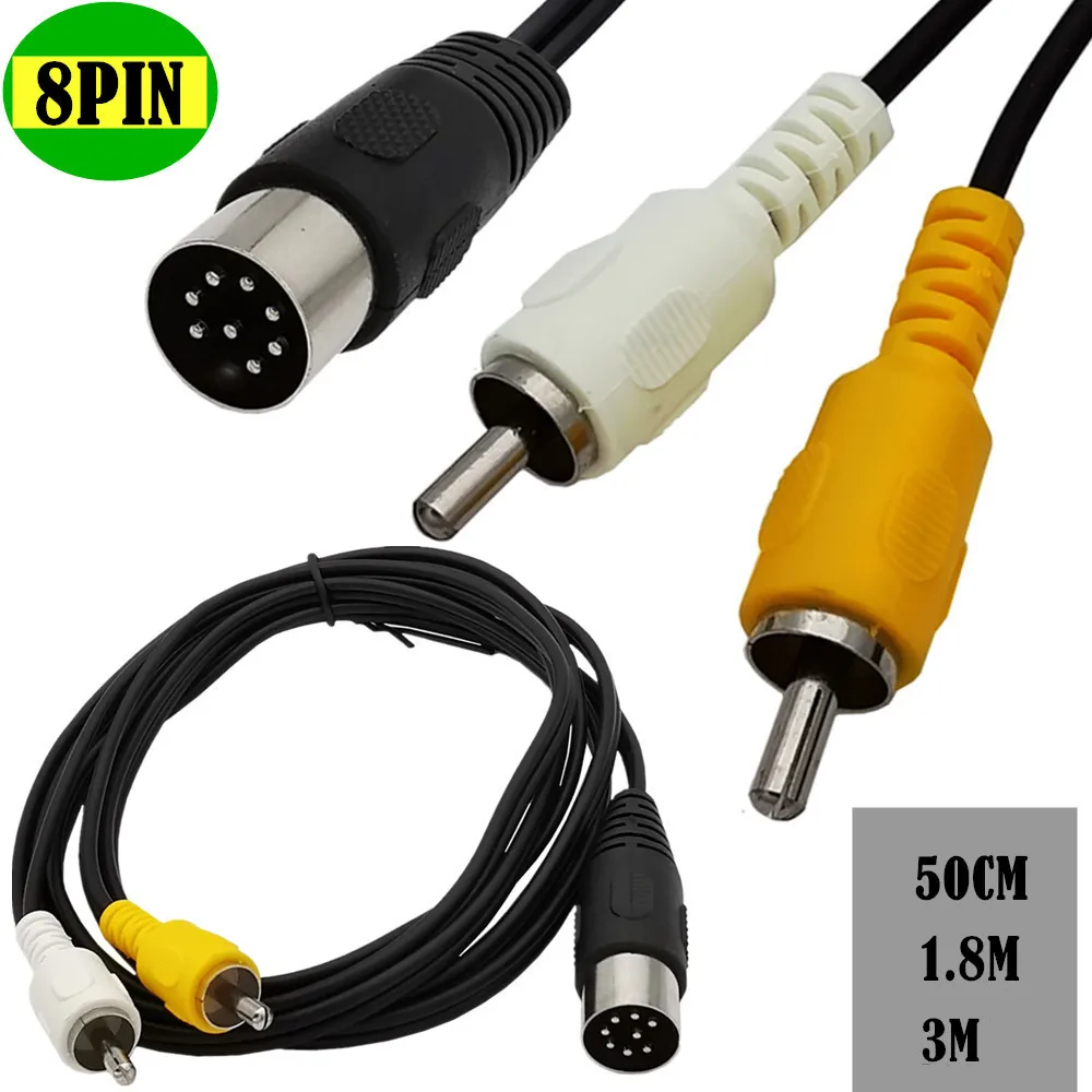 Audio Music Instrumental - Din 8 Pin 2RCA kablosu 8Pin
