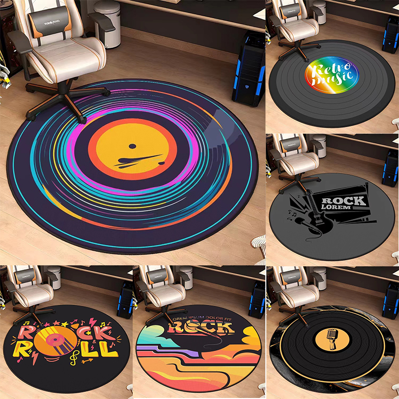 Audio Vibes Music - Müzik Temalı Desenli Yuvarlak Kapı Paspası