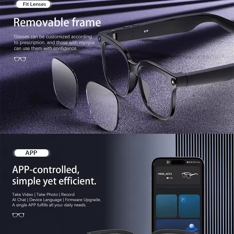 M02S AI Akıllı Gözlük 8MP Kame - Audio Music To Video Ai incelemesi ve fiyatı