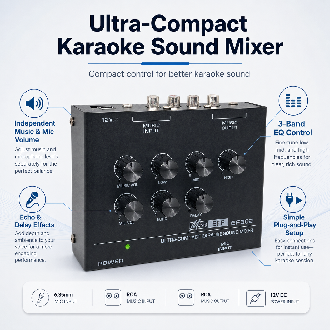 Mini Karaoke Ses Mikseri EF302 - Audio Music Mixer incelemesi ve fiyatı