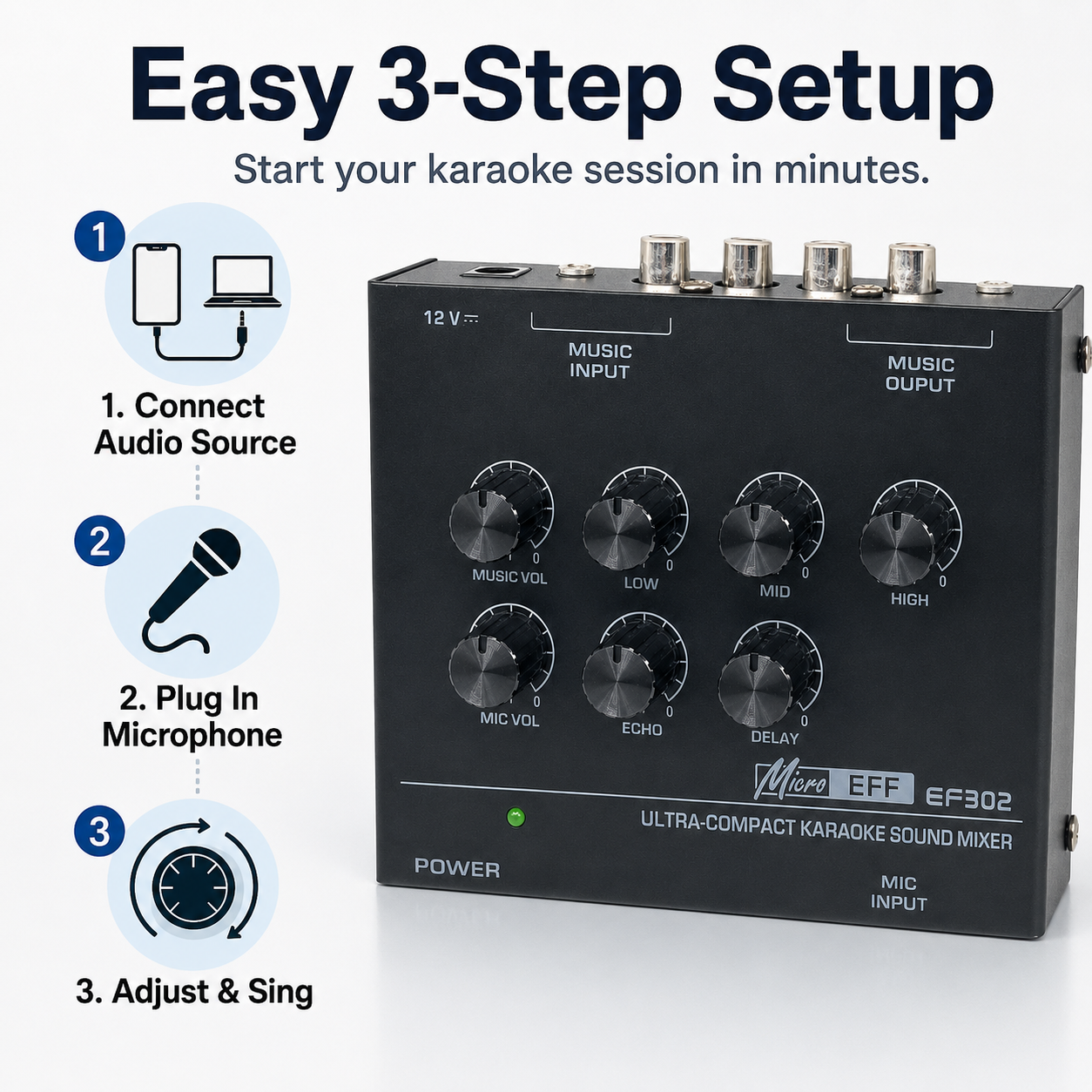 Mini Karaoke Ses Mikseri EF302 - Audio Music Mixer incelemesi ve fiyatı