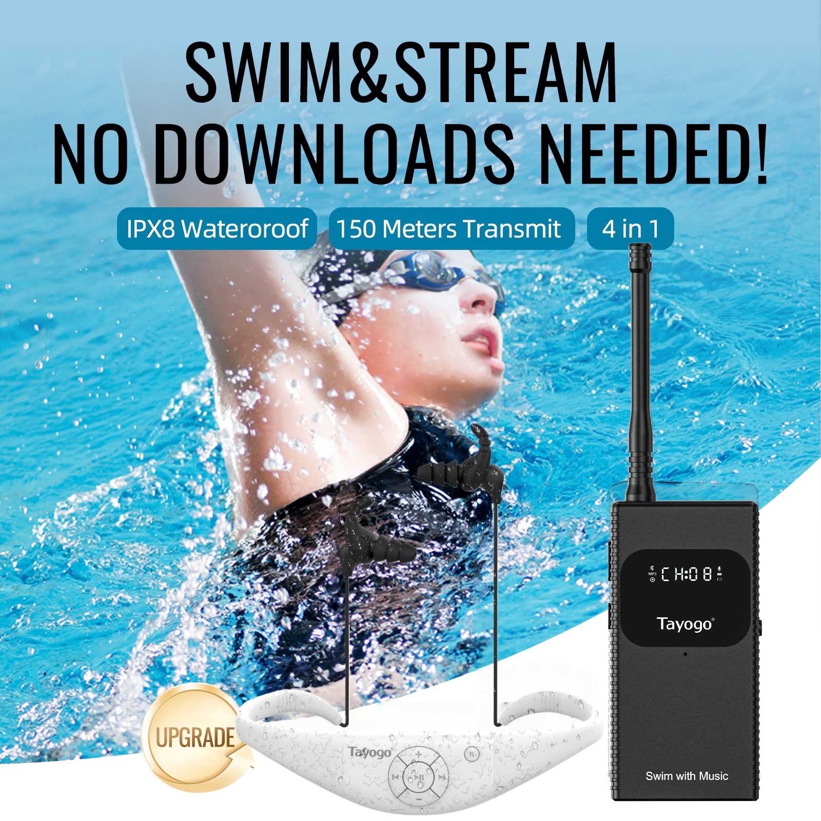 Tayogo T6+W18 Swim Music Combo - Audio Music Mp3 Download incelemesi ve fiyatı